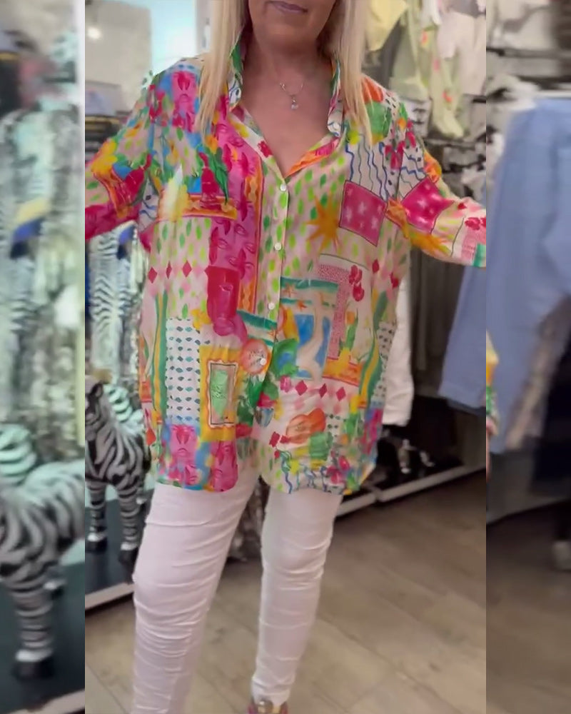 Chemise Colorée Élégante Col Revers