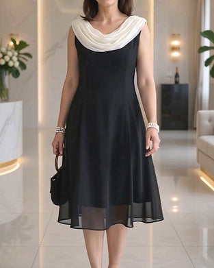 Robe Col-Mock Sans-Manches Mesh