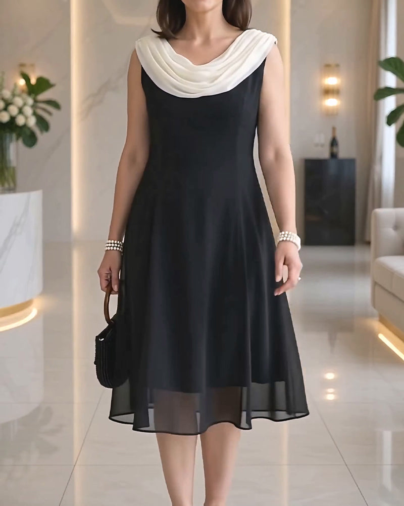 Robe Col-Mock Sans-Manches Mesh
