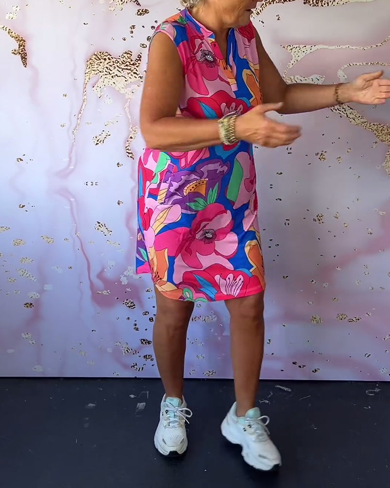 Robe sans manches à imprimé fleuri