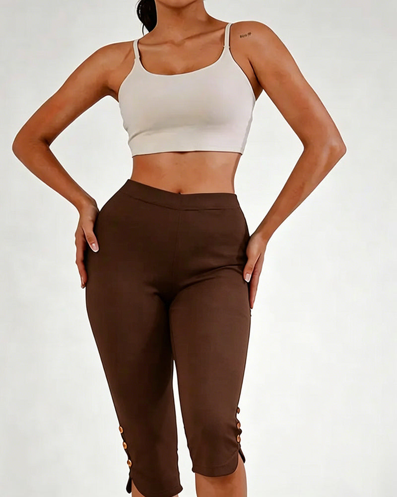Leggings Uni Ajusté Raccourci