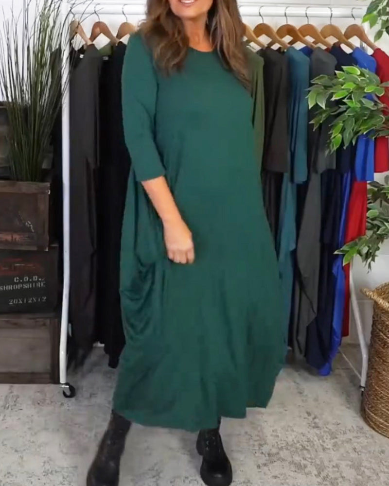 Robe décontractée simple de couleur unie