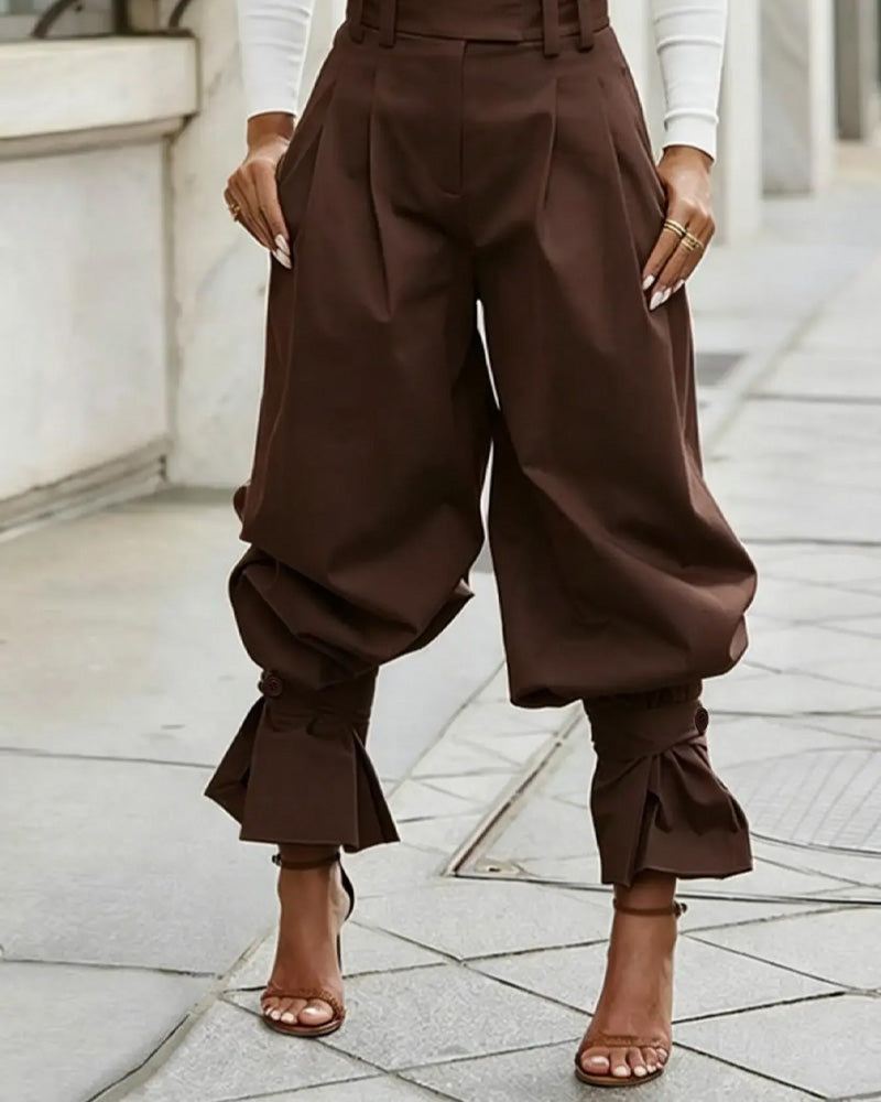 Pantalon Design Poignet Plissé Décontracté