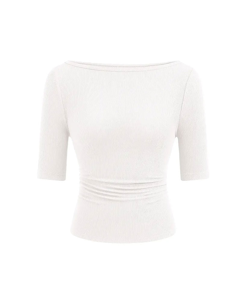 T-Shirt Off-Shoulder Tricoté Uni