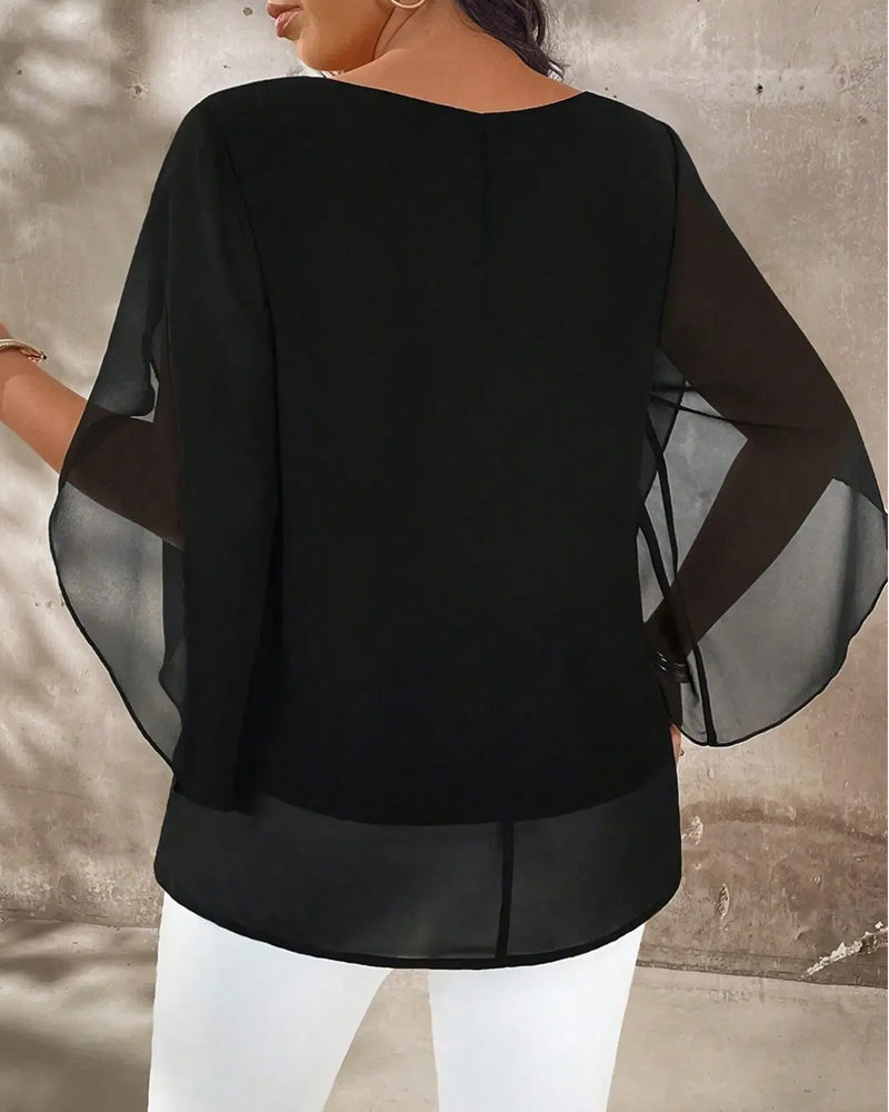 Blouse Col Rond Irrégulière Unie