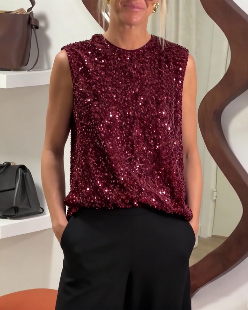 Débardeur À La Mode Nœud Paillette