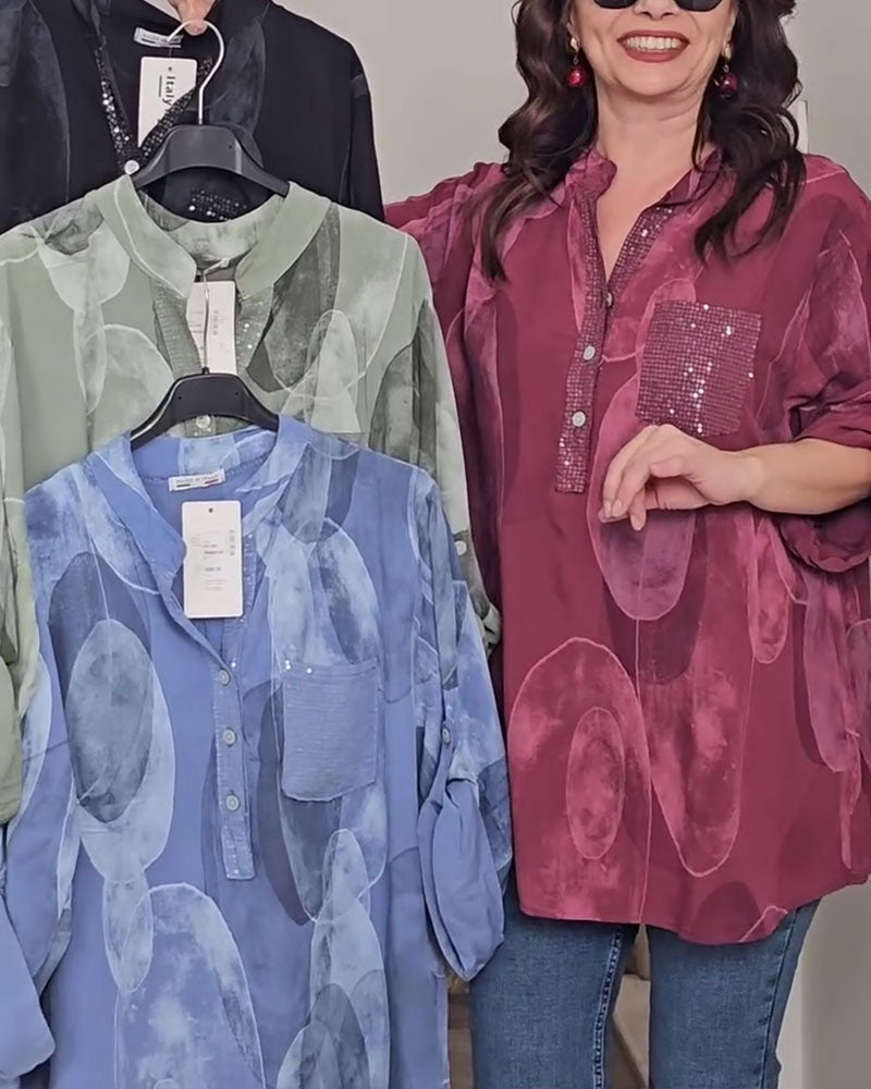 Blouse Boutonnée Imprimée Poche