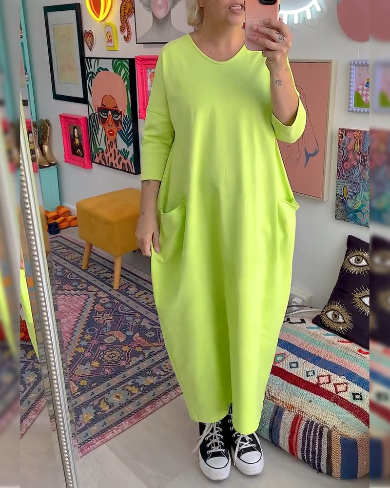 Robe Manches Courtes Poche T-Shirt