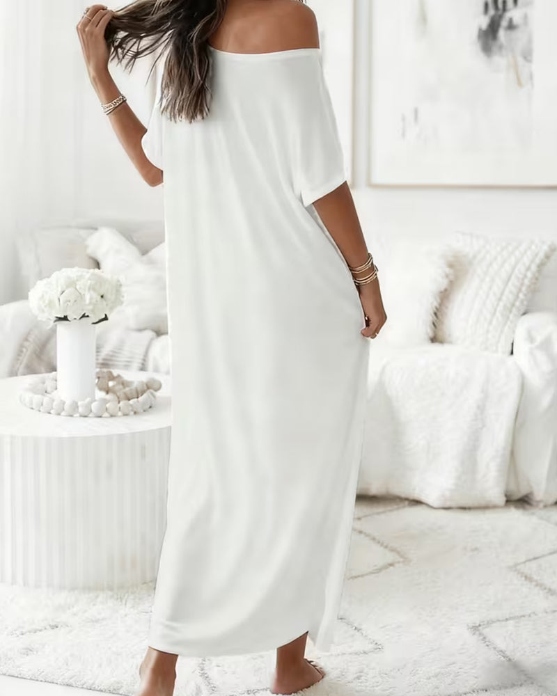 Robe Unie Longue Décontractée