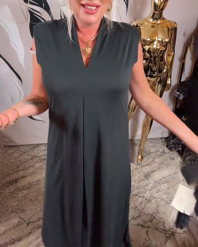Robe Tendance Sans Manches À Col V