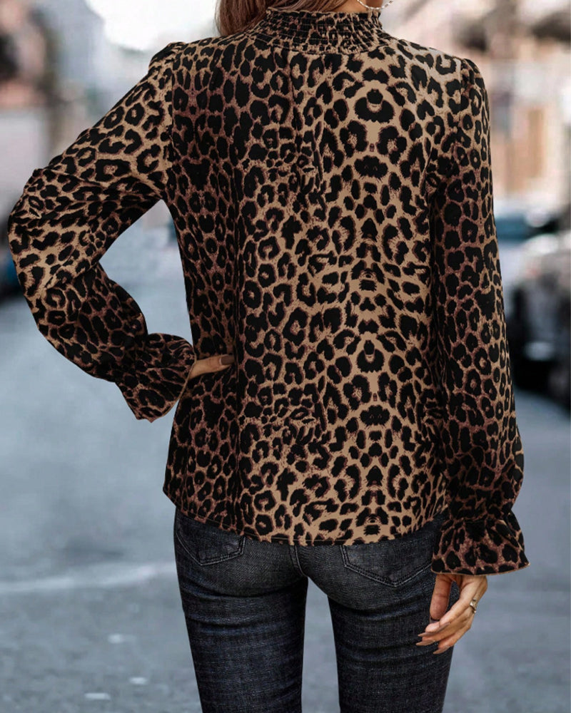 Blouse À Manches Longues À Motif Léopard