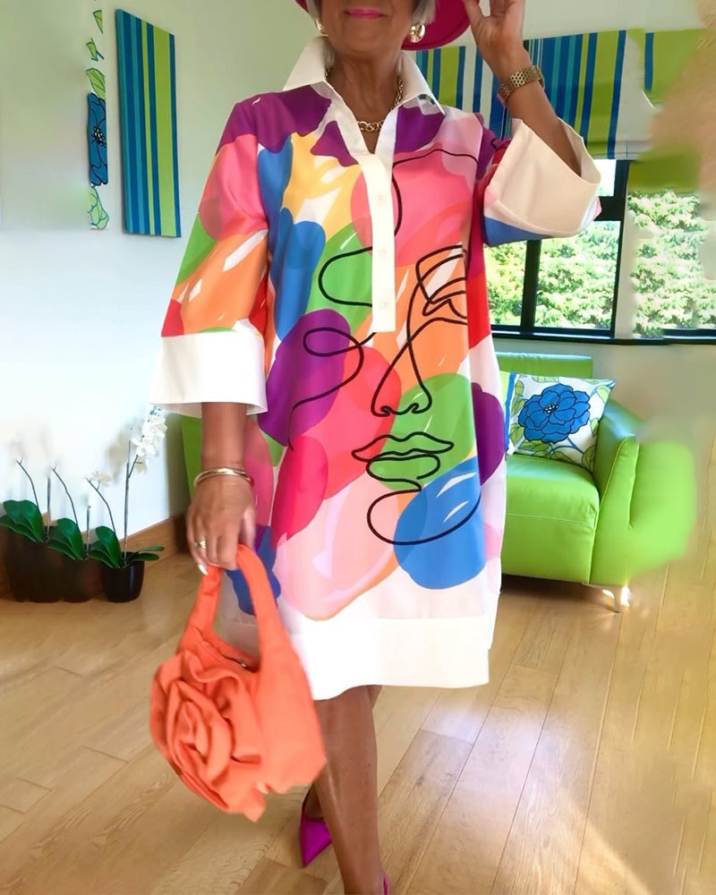 Robe à imprimé portrait couleur revers