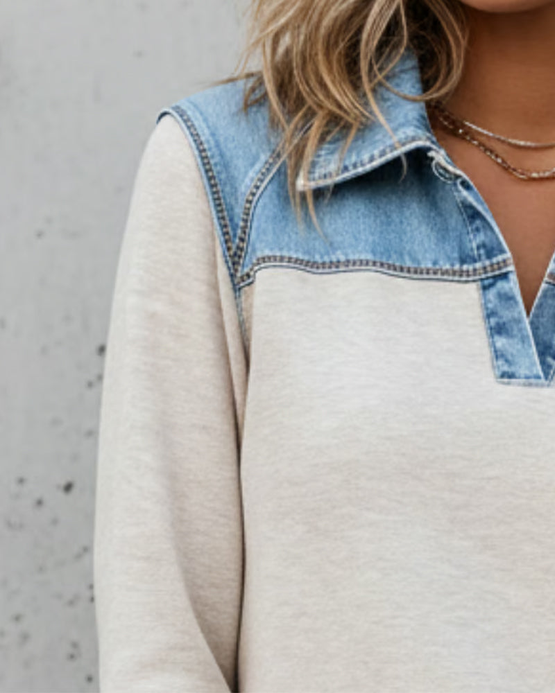 Sweat-Shirt Tendance Revers Panachage Assemblé