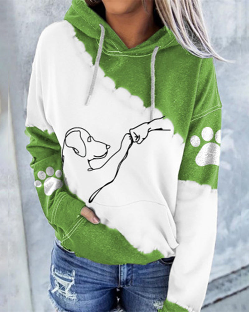 Sweat à capuche à manches longues et imprimé bloc de couleur