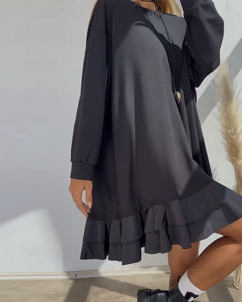 Robe ample de couleur unie avec patchwork