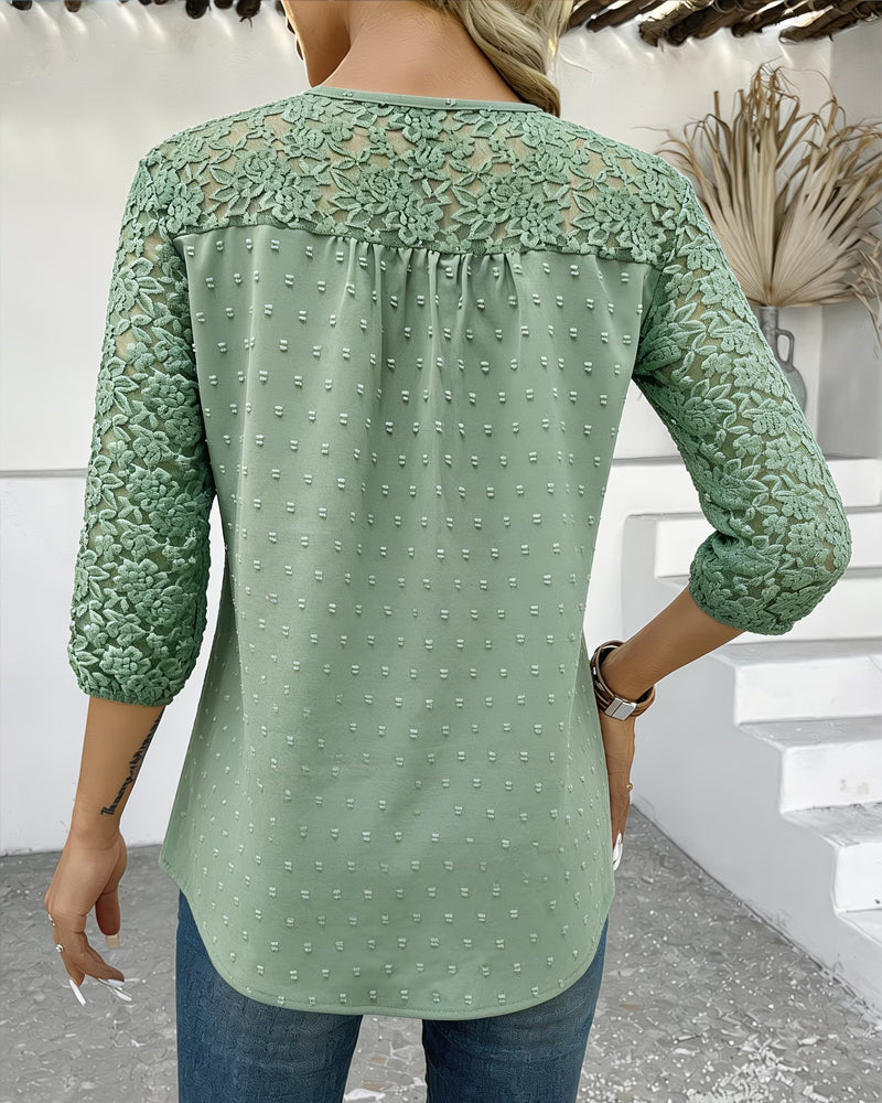 Blouse Dentelle Patchwork 3D Florale
