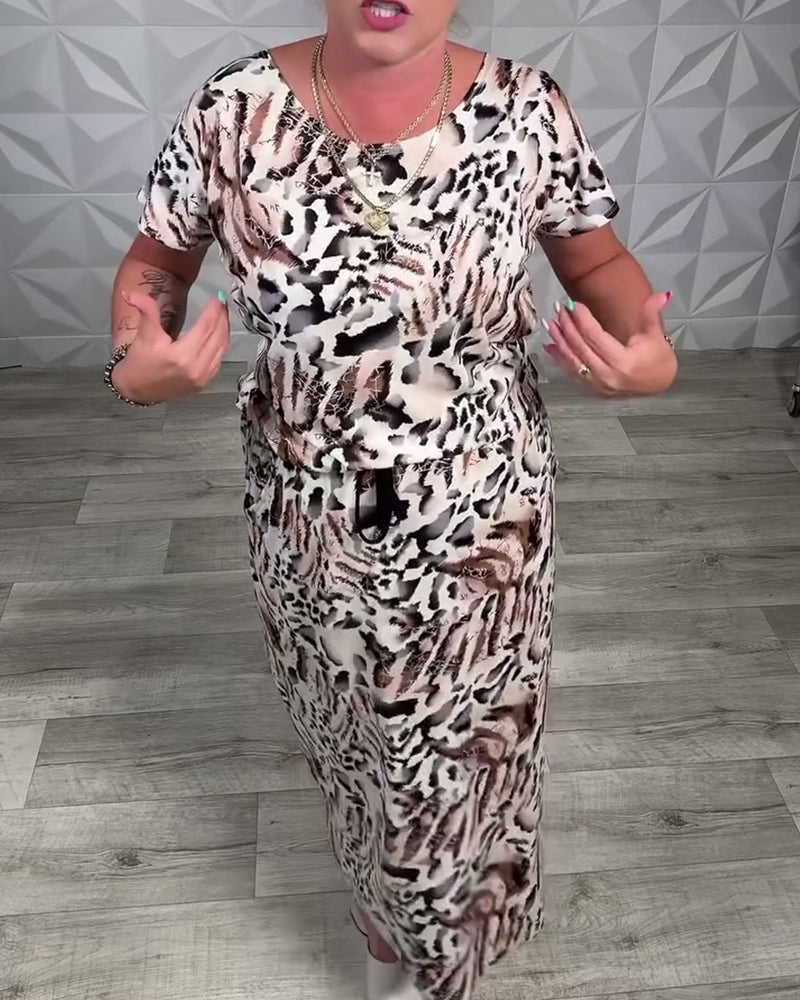 Robe Col Rond Imprimé Zèbre