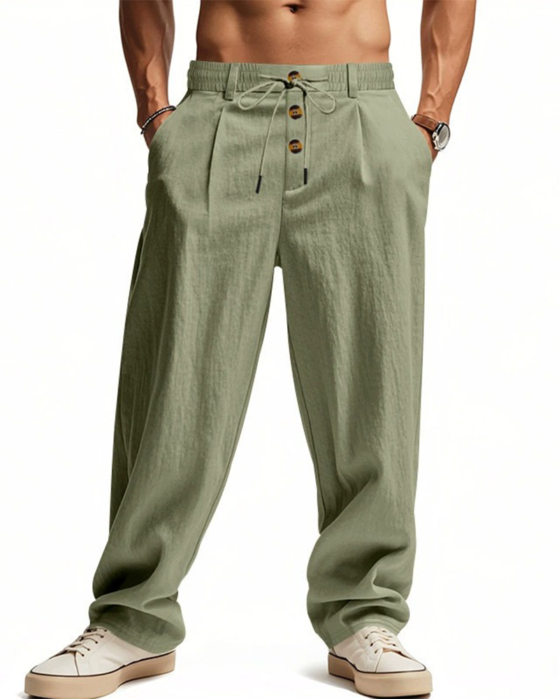 Pantalon Décontracté Uni Jambe Droite