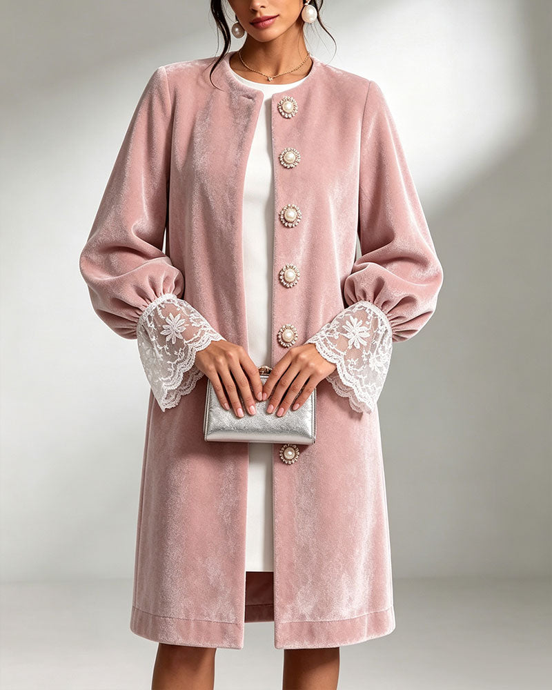 Veste Patchwork Manche Bouton Tendance
