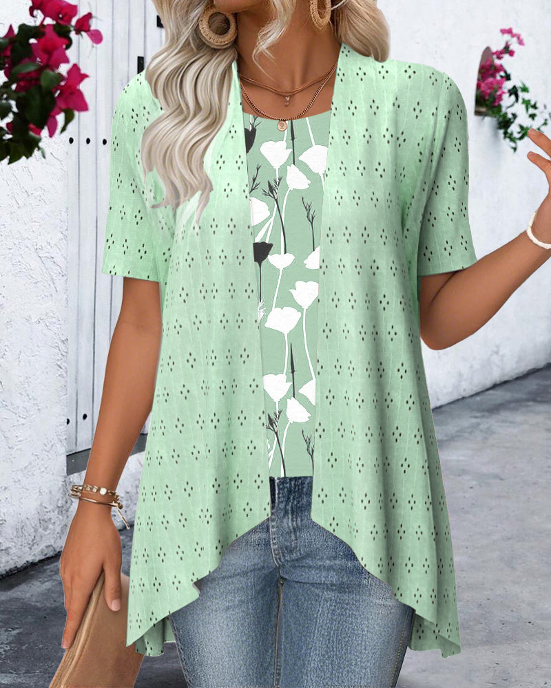 Blouse Fausse Deux-pièces Imprimée