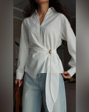 Blouse Unie Avec Ceinture