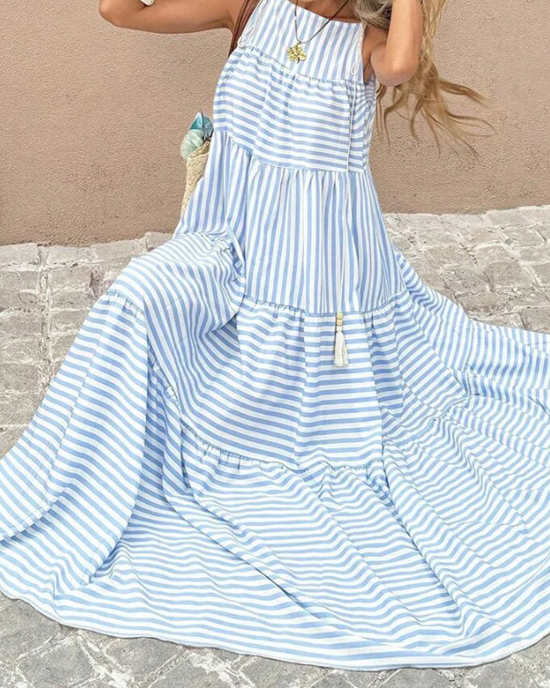 Robe Rayée Halter Superposée