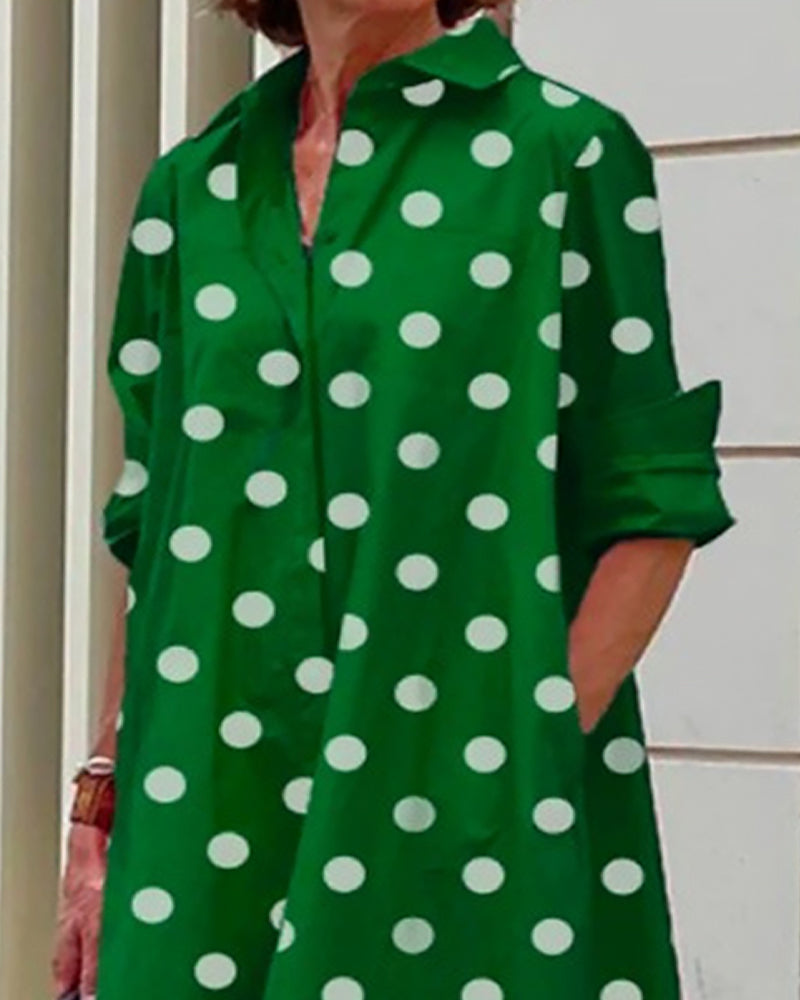 Robe style chemise imprimé pois