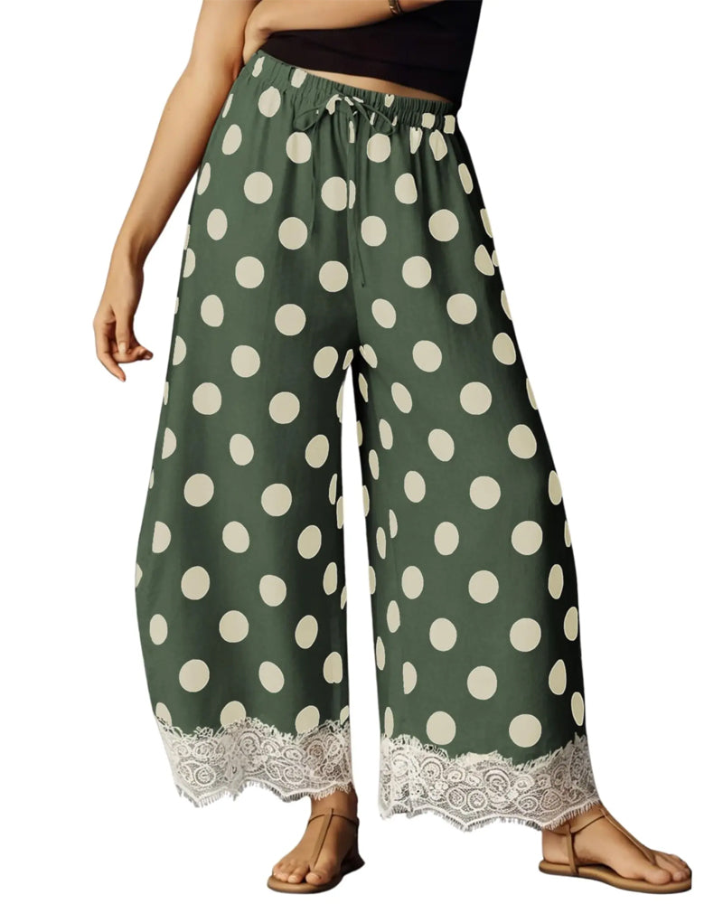 Pantalon Grand Pois Dentelle Capri