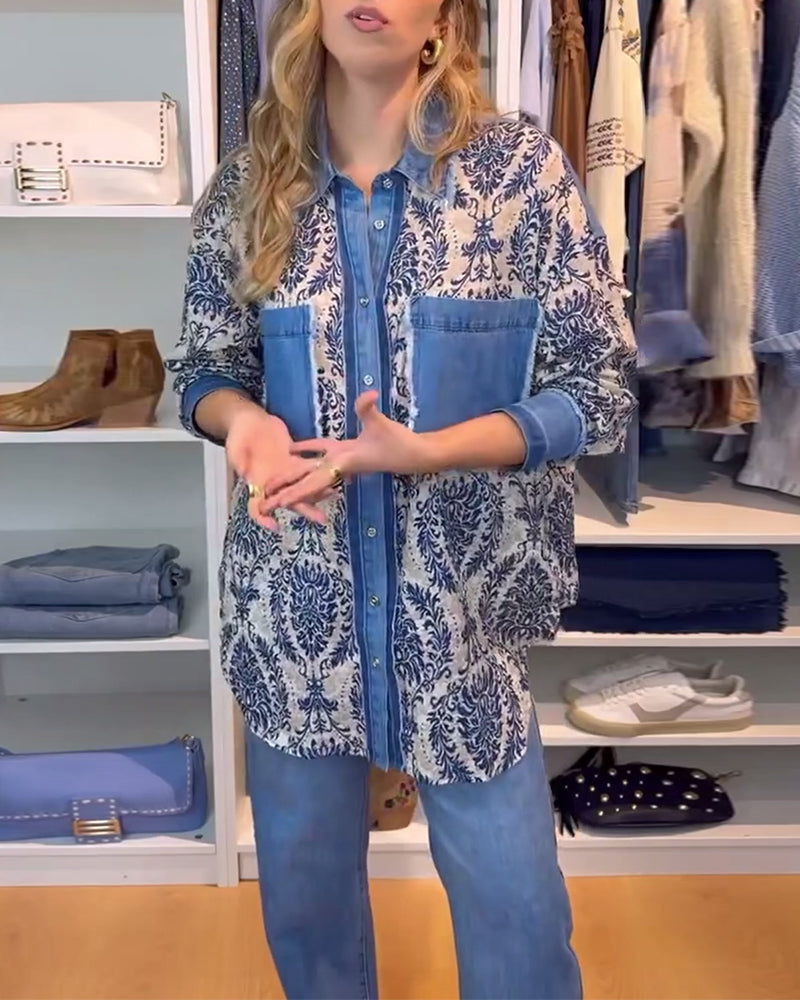 Chemise imprimée avec boutons à revers