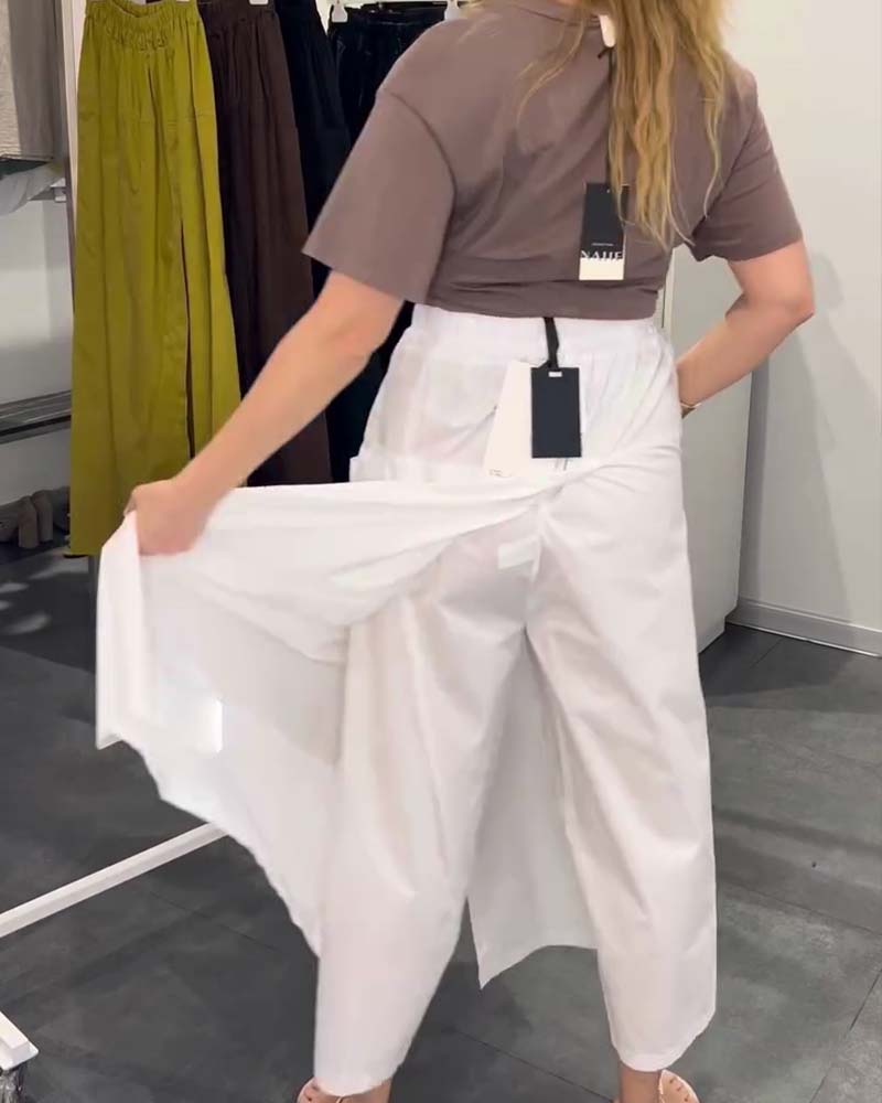 Pantalon Décontracté Style Tablier Cheville