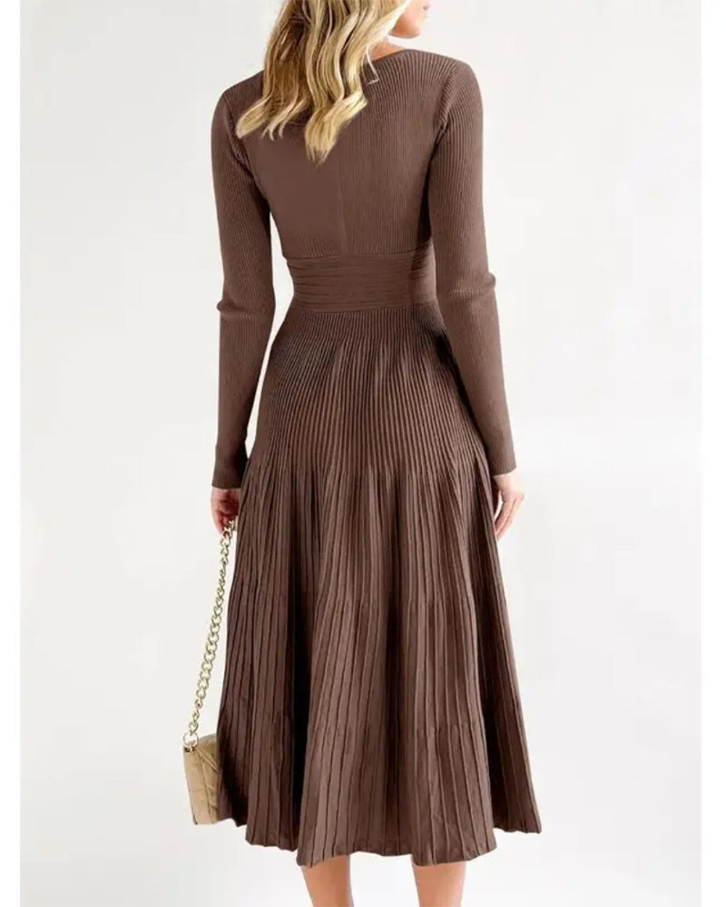 Robe Col En V Croisé Pit Plissée