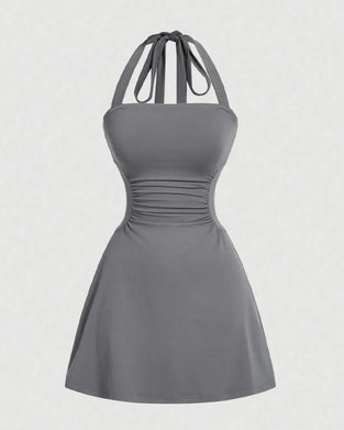 Robe Halterneck Bandage Taille Froncée