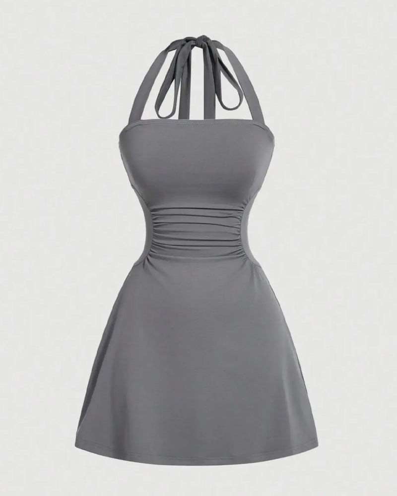 Robe Halterneck Bandage Taille Froncée