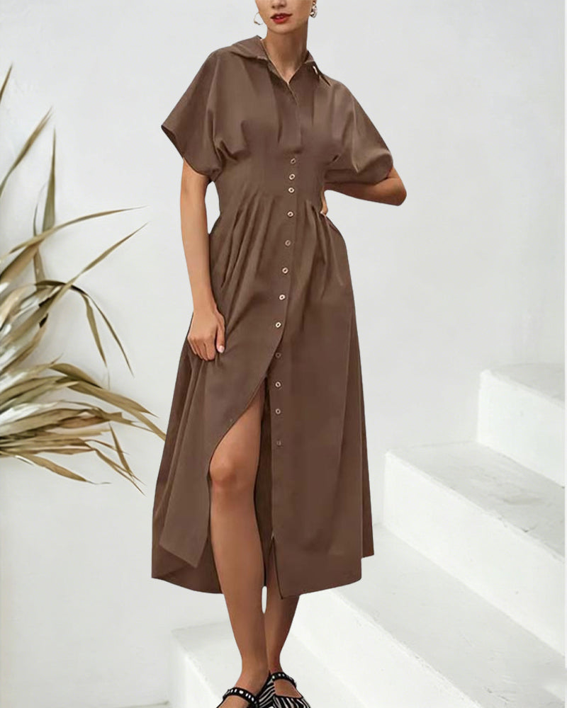 Robe Simple Boutonnage Cintrée Chemise