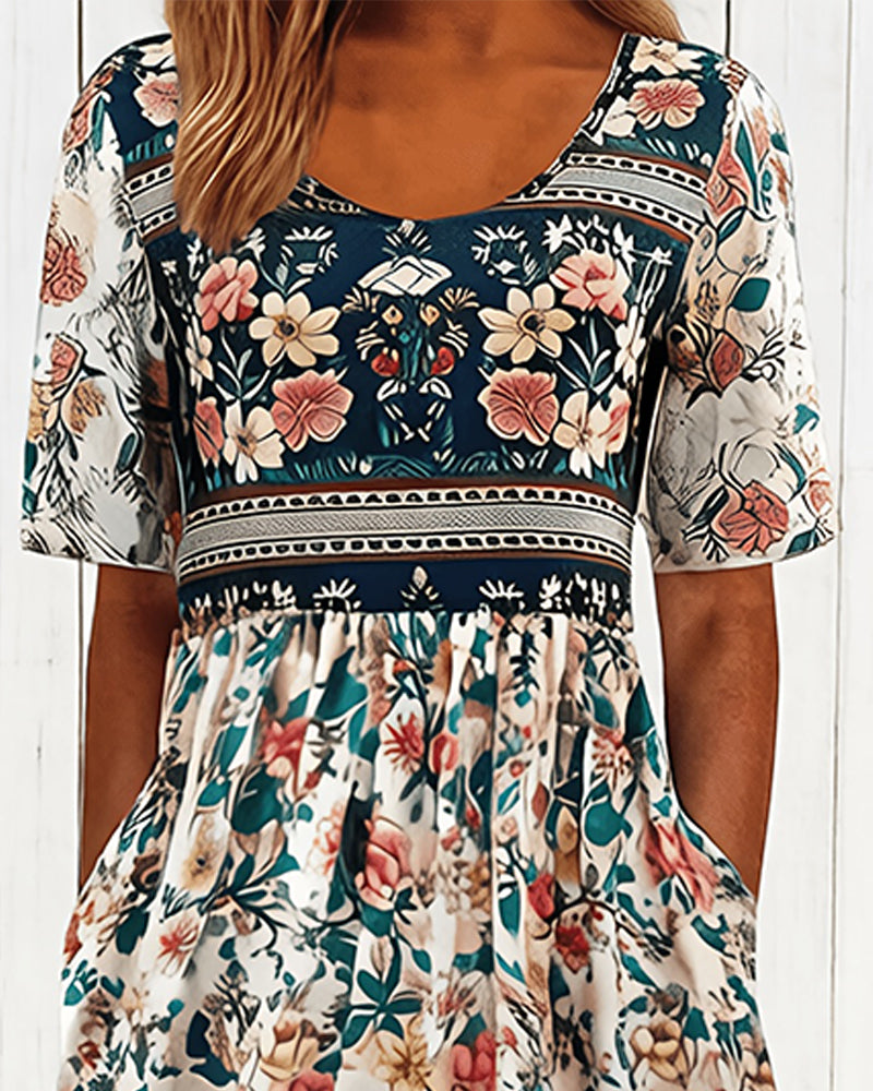 Robe Vintage Floral Cintré Midi