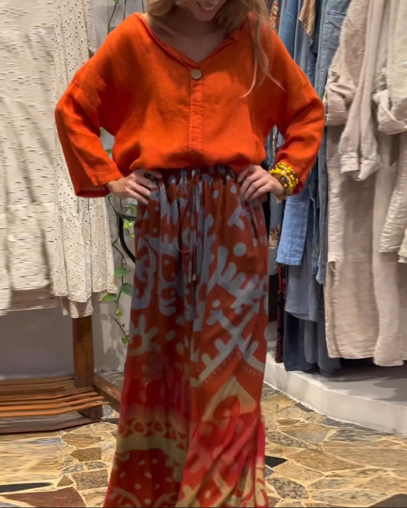 Pantalon ample ample à poches imprimées