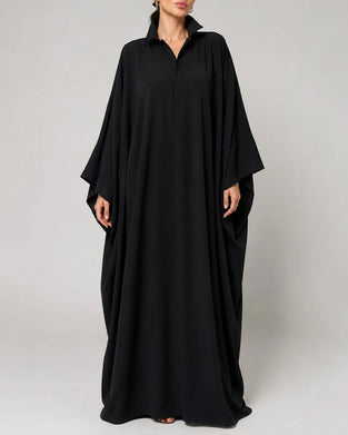 Robe Revers Manches Chauve-Souris Chemise