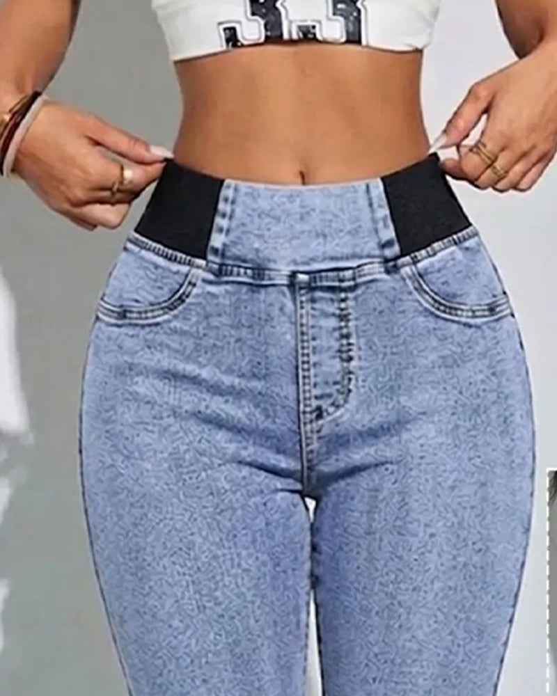 Jean Taille Élastique Cropped