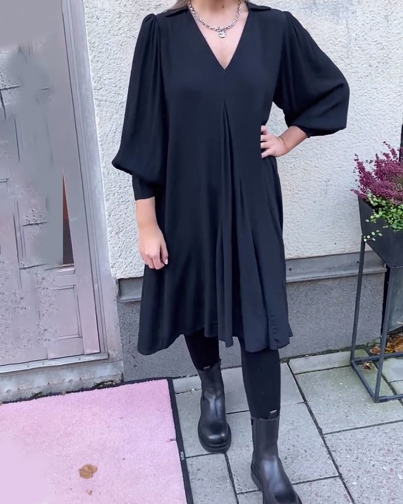 Robe Col En V Tendance Manches Lanterne