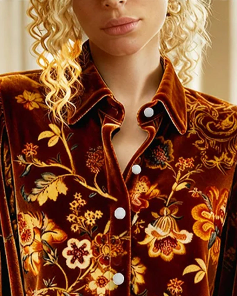 Chemise Imprimée À Manches Ballon