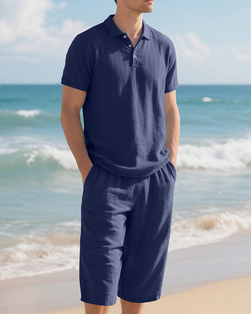 Ensemble Décontracté Pour Homme Composé D'un Polo Et D'un Pantalon 7/8