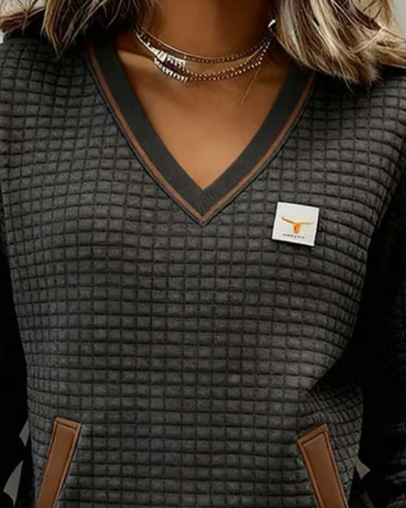 Sweat Casual À Manches Longues Et Col V