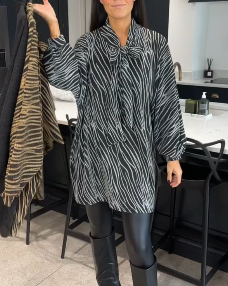 Blouse à imprimé zèbre et manches longues