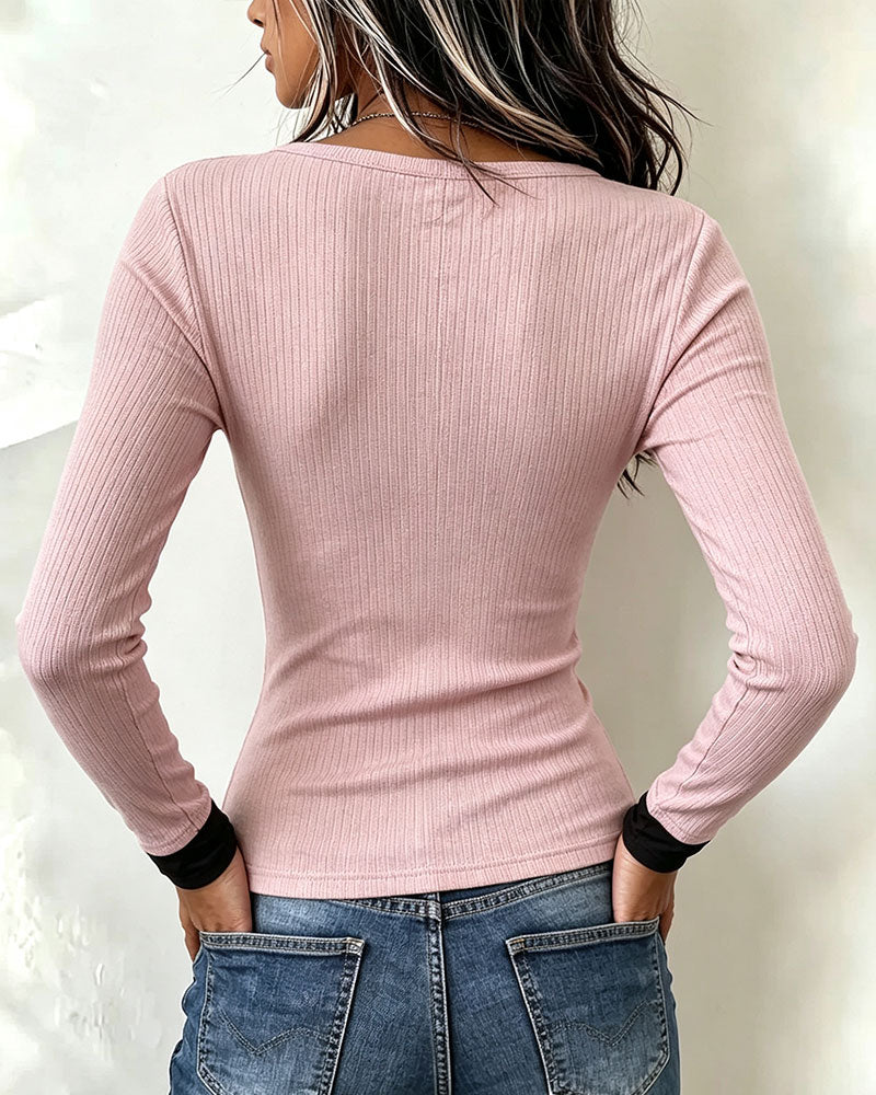 Haut Couleur Contrastante Faux Deux Pièces