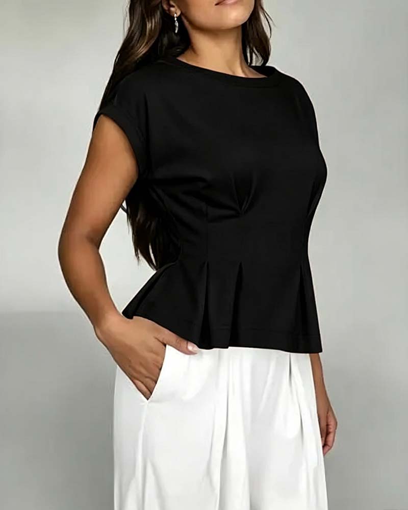 T-Shirt Manche Cape Froncé Taille