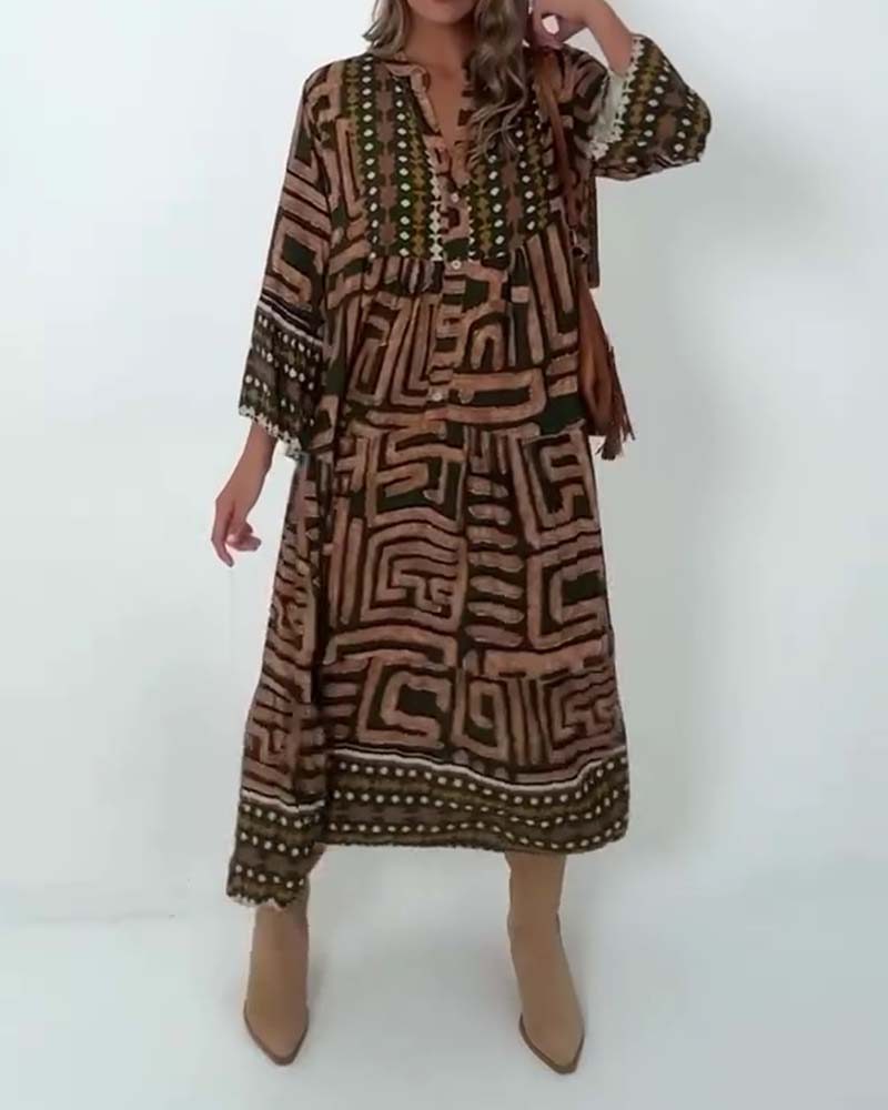 Robe Ethnique Imprimé Géométrique