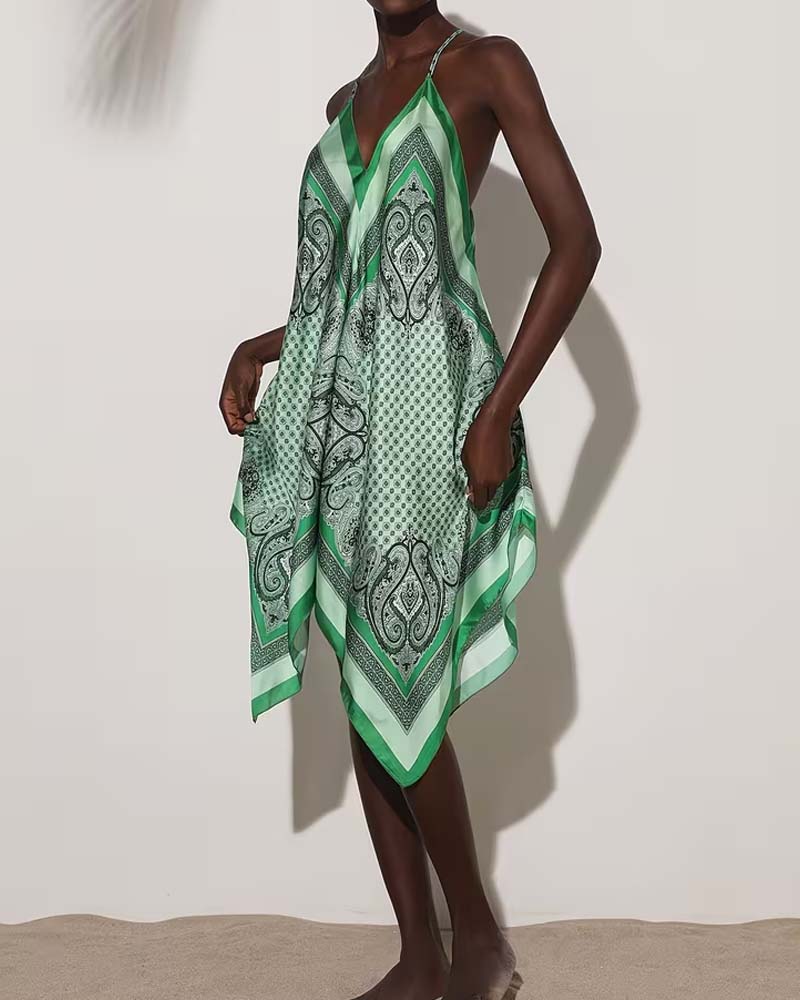 Robe Irrégulier Drapé Imprimé