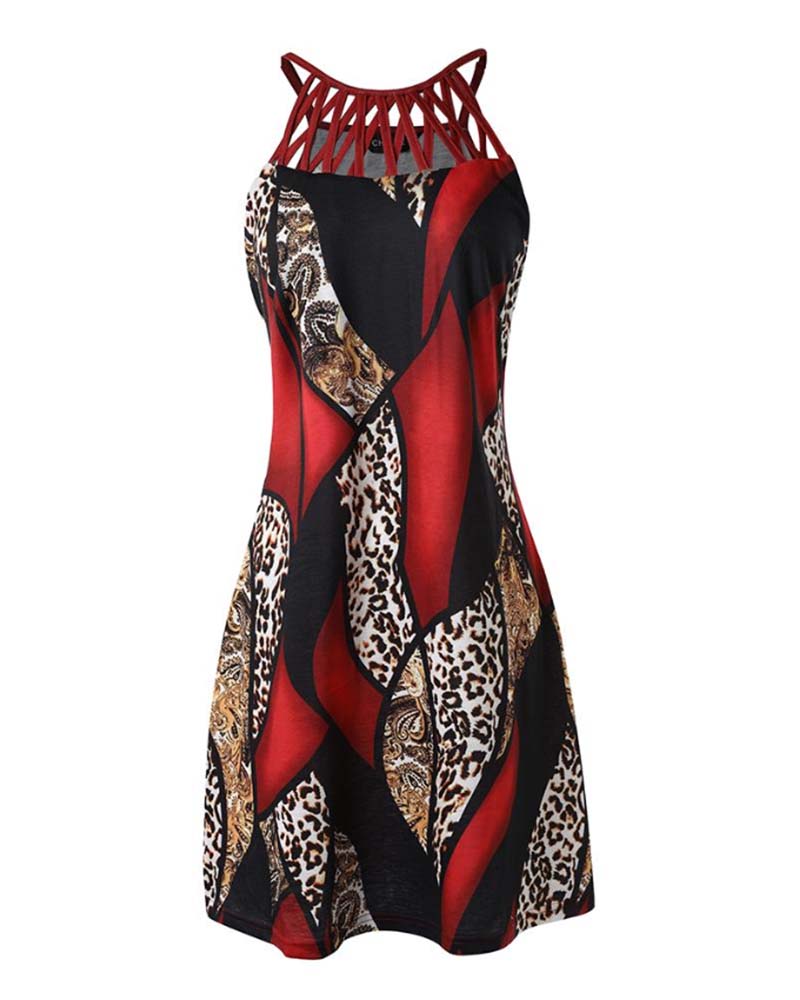 Robe creuse sans manches de couleur contrastée