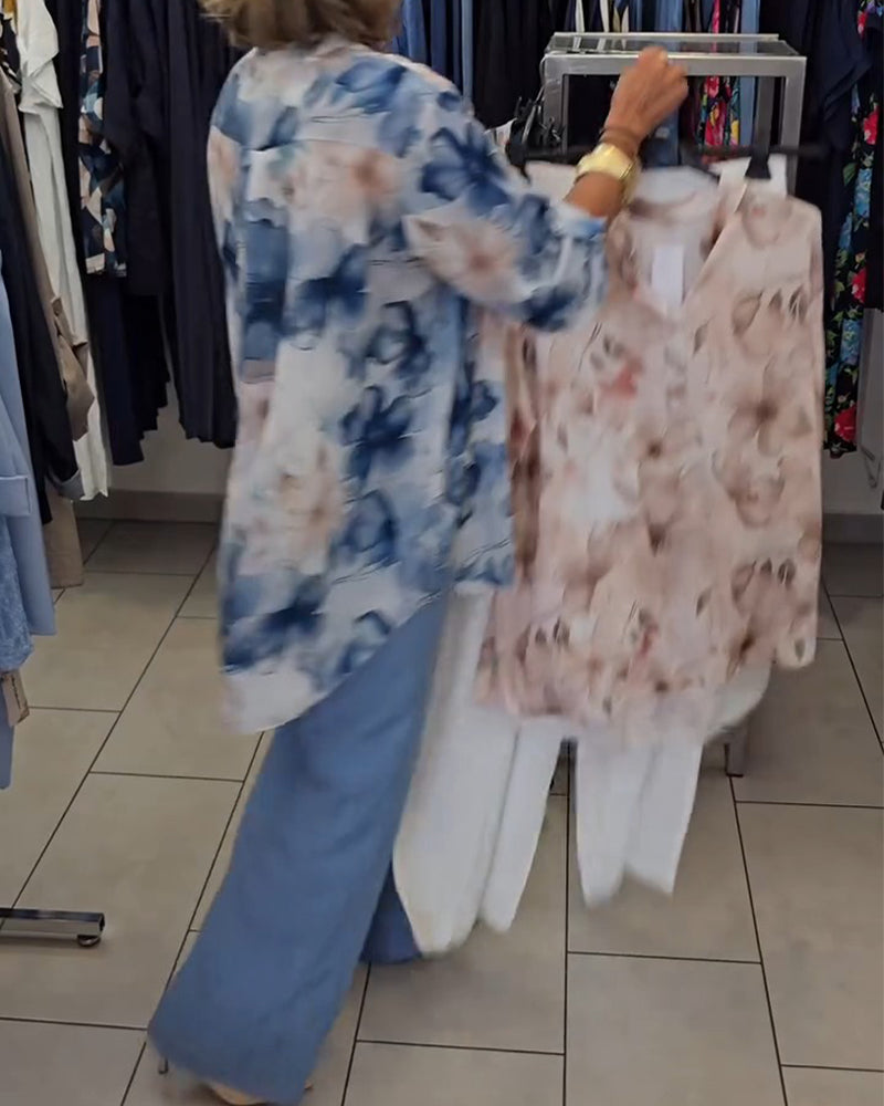 Blouse Aquarelle Florale Décontractée