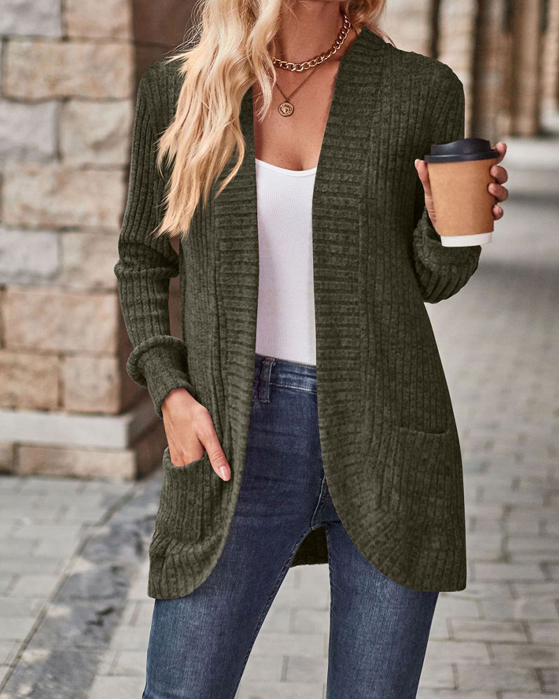 Manteau Brossé Décontracté Manche-Longue
